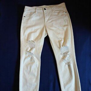 Hidden White Fray Hem Crop Skinny Jeans Size 28